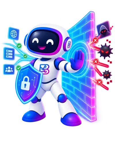 Firewall & Netzwerksicherheit – Breitenlohner IT Maskottchen